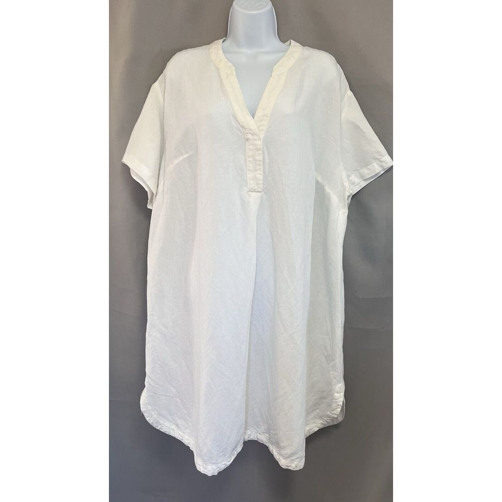 H&M LINEN BLEND TUNIC DRESS White Women's Short Sleeveโ Sz Large